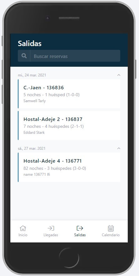 Dispositivo móvel com um exemplo de check-in na aplicação
