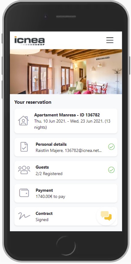 Icnea App na secção de convidados